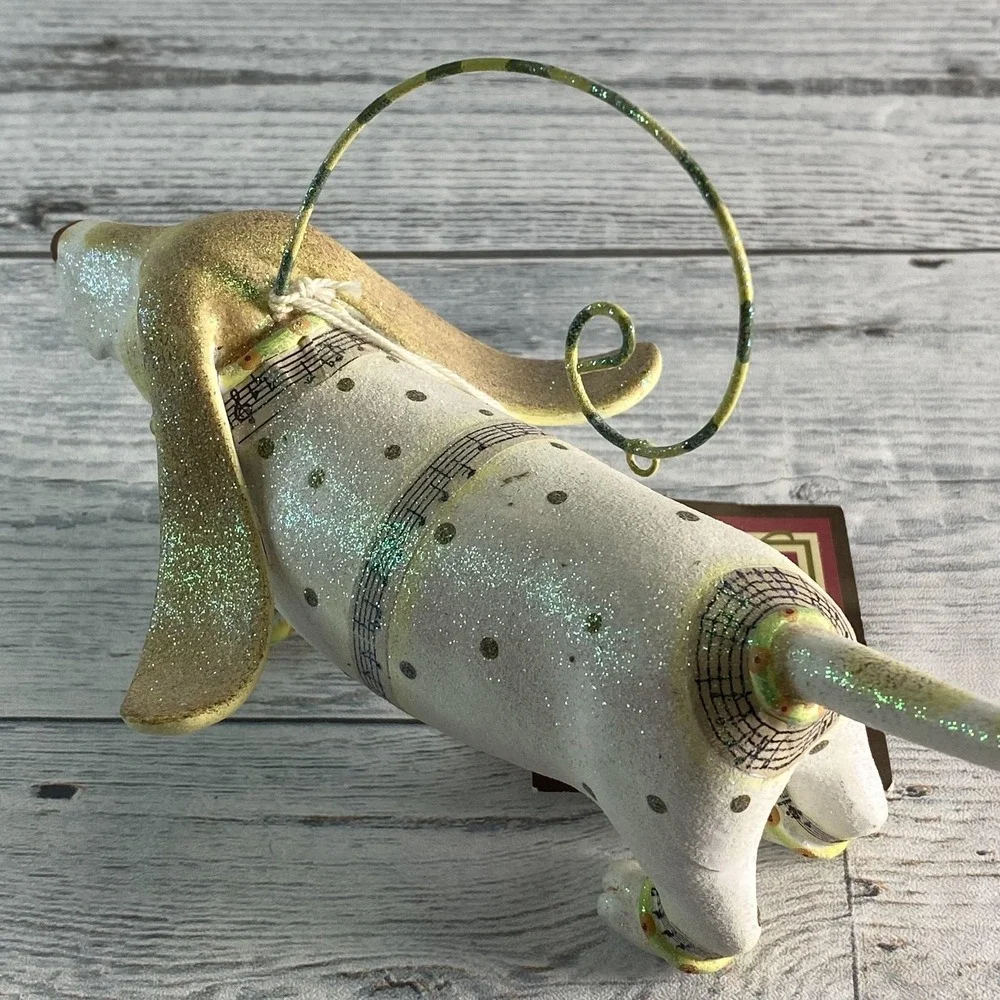 Dept 56 Krinkles Patience Brewster Musical‎ Dog Figurine Card Holder Glitter